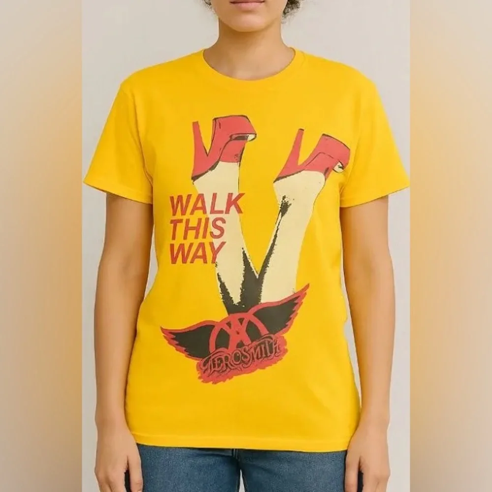 NWOT Aerosmith Walk This Way Red Heels Yellow Women's Medium - Picture 2 of 3